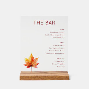 Elegantes rotes Serifen-Bar-Menü-Schild Acrylschild