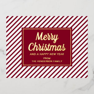 Elegantes rotes Skript Weihnachten Folien Feiertagspostkarte