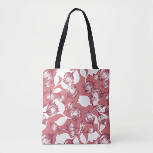 Elegantes rotes Tulip-Silhouette Blumenmuster
