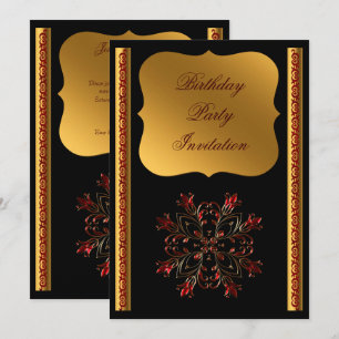 Elegantes rotes und goldenes dekoratives florales einladung