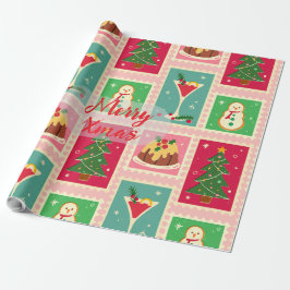 Elegantes rotes und goldenes festliches Geschenkpa Geschenkpapier