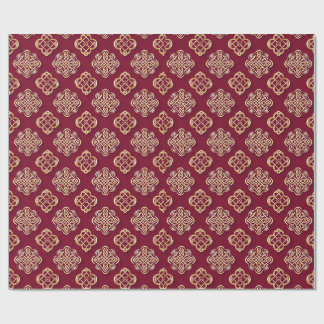 Elegantes rotes und goldenes Musterdesign Geschenkpapier