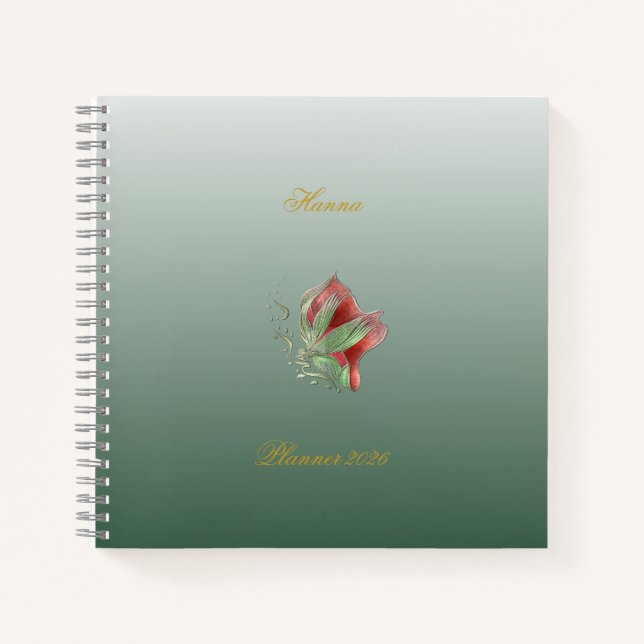Elegantes rotes und grünes Notizbuch  (Vorderseite)