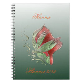 Elegantes rotes und grünes Spiralnotizbuch Notizblock