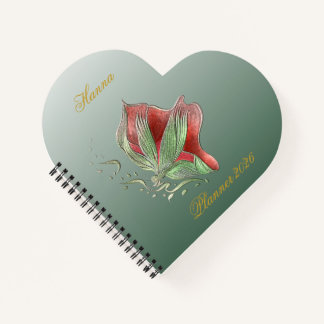 Elegantes rotes und grünes Spiralnotizbuch Notizbuch