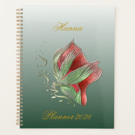 Elegantes rotes und grünes Spiralnotizbuch Planer