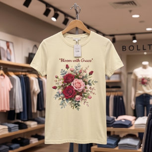 Elegantes rotes und rosa Rosenbouquet-Blumen-T-Shi T-Shirt