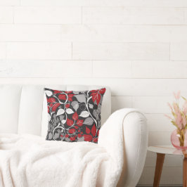 Elegantes rotes und schwarzes Blattdesign Kissen