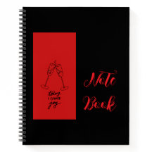 Elegantes rotes und schwarzes Spiralnotizbuch Freu