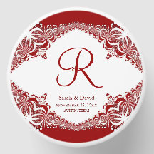 Elegantes rotes und weißes Batik-Fraktal-Monogramm