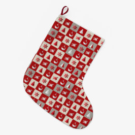 Elegantes rotes und weißes frohes Weihnachten Großer Weihnachtsstrumpf