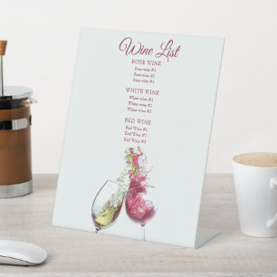 Elegantes rotes und weißes Wein-Tanz-Hochzeitsmenü Sockelschild