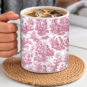 Elegantes rotes Vintage Toile de Jouy Kaffeetasse