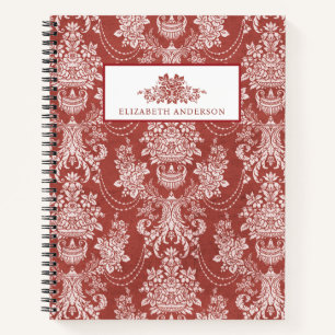 Elegantes Rotes Vintages Französisches Städtchen Notizbuch