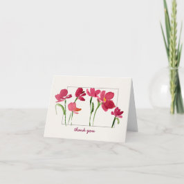Elegantes rotes Wasserfarben loses florales Dankes Dankeskarte