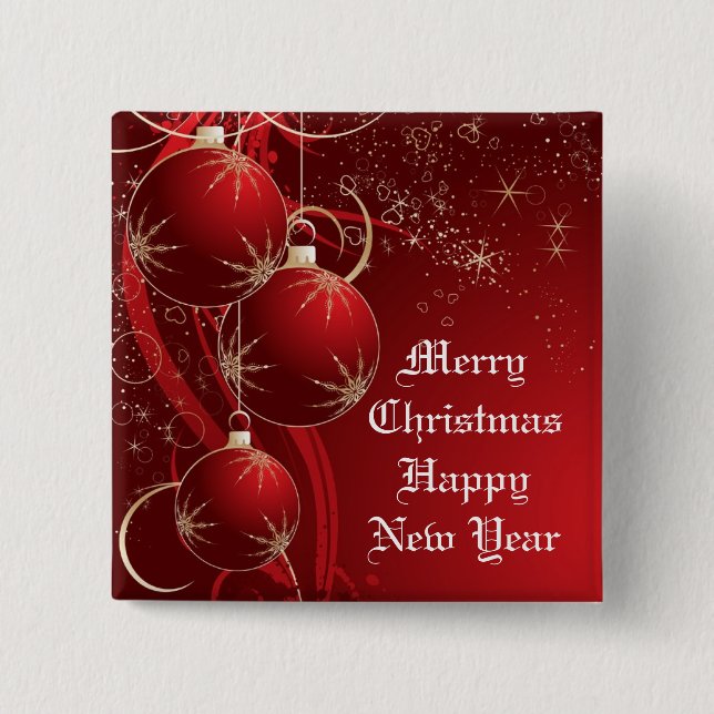 Elegantes rotes Weihnachten Button (Vorderseite)