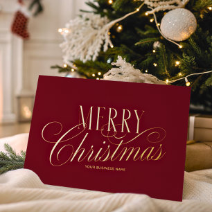 Elegantes rotes Weihnachts-Business-Logo in Schrif Folien Feiertagskarte