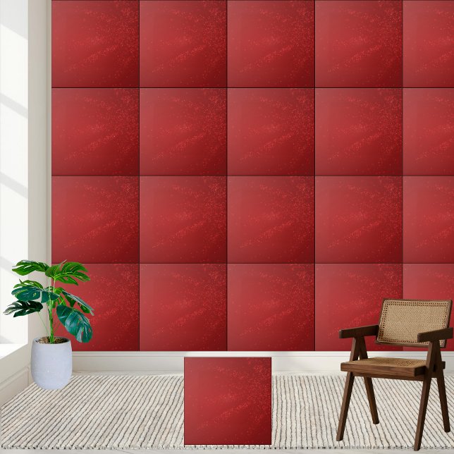 Elegantes Rotes Weihnachtsfest Fliese (Elegant Red Christmas Snowflake Sparkle Ceramic Tile)