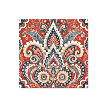 Elegantes rotes, weißes und blaues Paisley-Muster