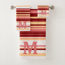 Elegantes rotes weißes und rosa Streifen Monogramm