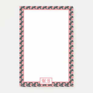 Elegantes rotes Zeichnend Button Muster Monogramm Post-it Klebezettel
