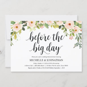 Elegantes Roush Hochzeitsfest Probe Abendessen Ein Einladung