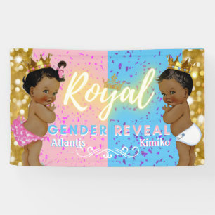 Elegantes Royal African Gender Reveal Pink & Blue Banner