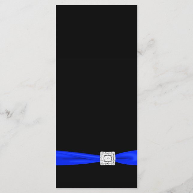 Elegantes Royal Blue and Black Wedding Programm (Vorderseite)