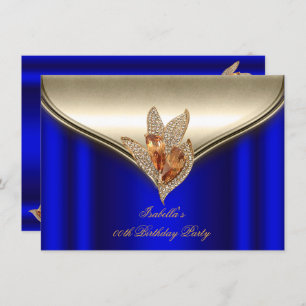 Elegantes Royal Blue Bronze Brown Gold Party Einladung