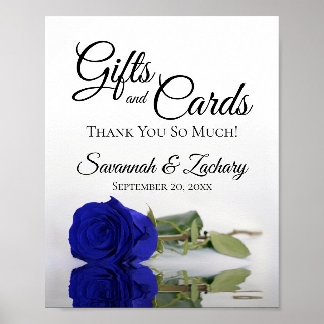 Elegantes Royal Blue Rose Geschenke & Karten Hochz Poster (Vorne)