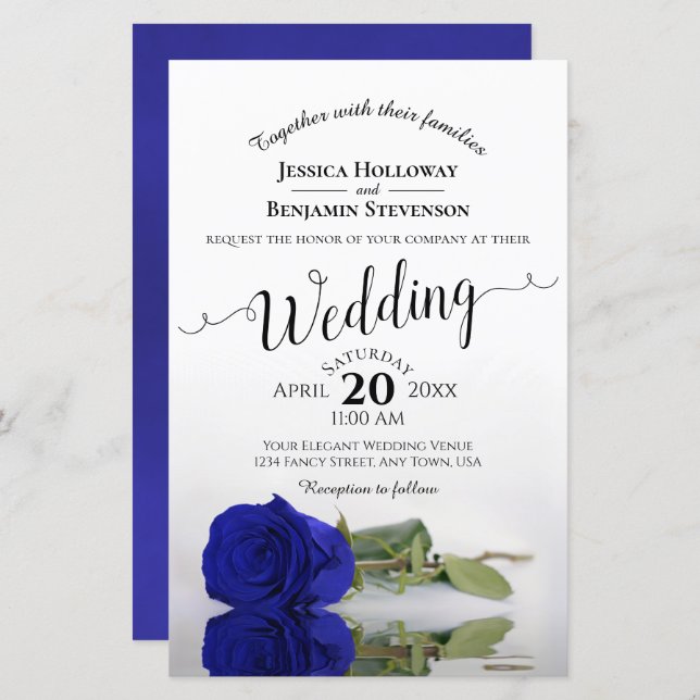 Elegantes Royal Blue Rose HAUSHALT für Hochzeiten  (Vorne/Hinten)