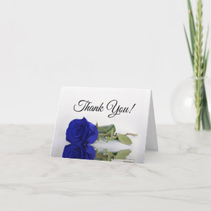 Elegantes Royal Blue Rose Wedding Foto Inside Dankeskarte
