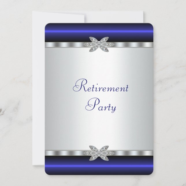 Elegantes Royal Blue Womans Retirement Party Einladung (Vorderseite)