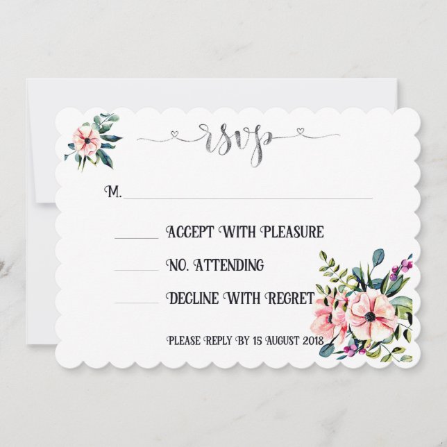 Elegantes RSVP-Design für Blumenhochzeiten Einladung (Vorderseite)