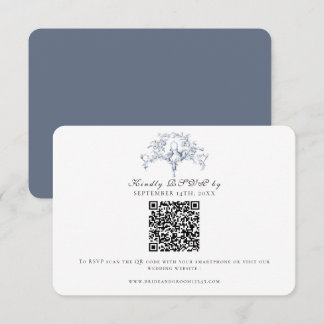 Elegantes RSVP-Französisch-Toile Marineblau und we RSVP Karte