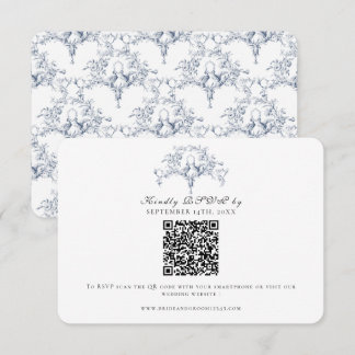 Elegantes RSVP Navy Blau und Weiße Französische To Karte