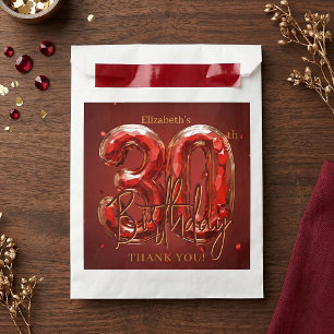 Elegantes Rubinrot-Gold 30. Geburtstags-Dankeschön Geschenktütchen