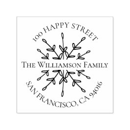 Elegantes Rücksendeadresslabel mit Blätter für Zwe Permastempel