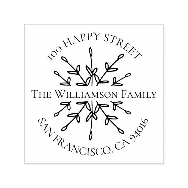 Elegantes Rücksendeadresslabel mit Blätter für Zwe Permastempel (Design)