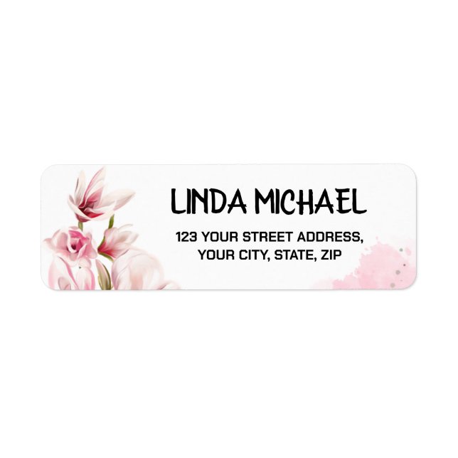 Elegantes Rücksendeadresslabel mit Blume (Vorne)
