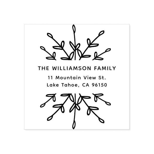 Elegantes Rücksendeadresslabel mit Zweigen Gummistempel (Prägung)