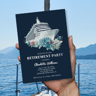 Elegantes Ruhestand Party Kreuzfahrtschiff Silver Folieneinladung