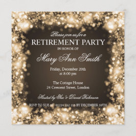 Elegantes Ruhestands-Party-Goldfunkelnde Lichter Einladung