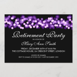Elegantes Ruhestands-Partylila Hollywood-Zauber Einladung