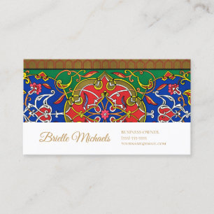 Elegantes russisches Ornamentdesign mit goldener S Visitenkarte