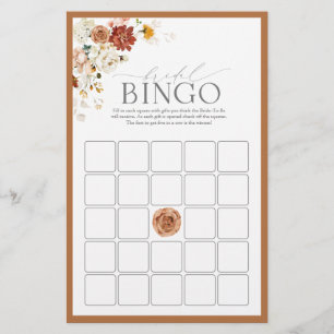 Elegantes Rust Orange Floral Bridal Bingo Game