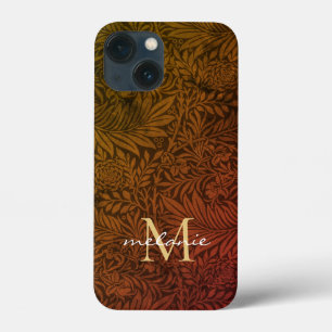 Elegantes Rust Orange Gold Floral Script Monogram Case-Mate iPhone Hülle