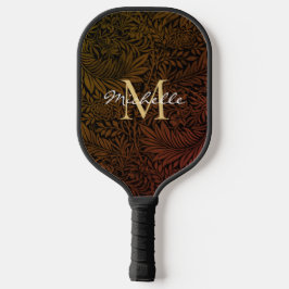 Elegantes Rust Orange Gold Floral Script Monogram Pickleball Schläger