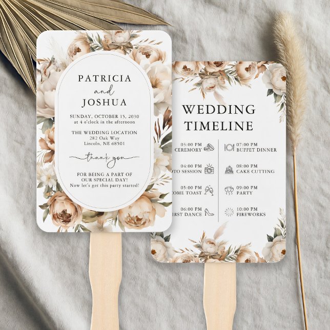 Elegantes Rustic Boho Hochzeitsprogramm Fächer (Von Creator hochgeladen)