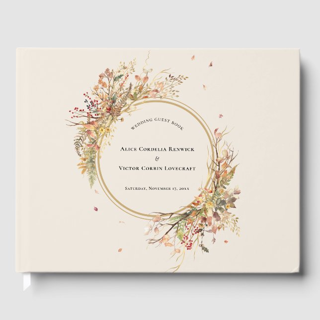 Elegantes Rustic Fall Beige Wedding Guest Book Gästebuch (Vorderseite)